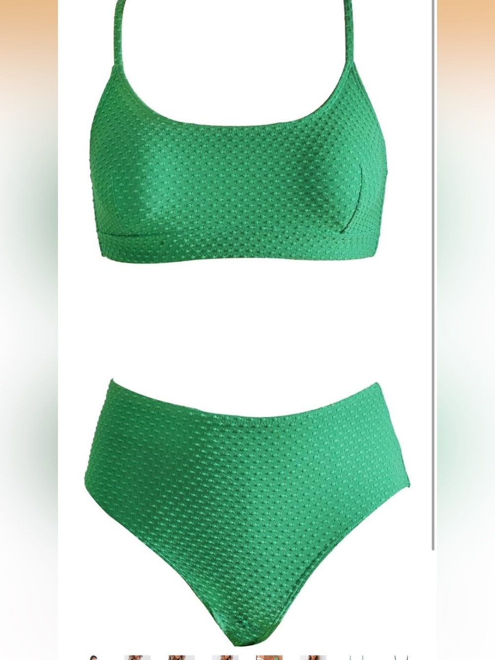 Cupshe Green Textured Bandeau Bikini Set